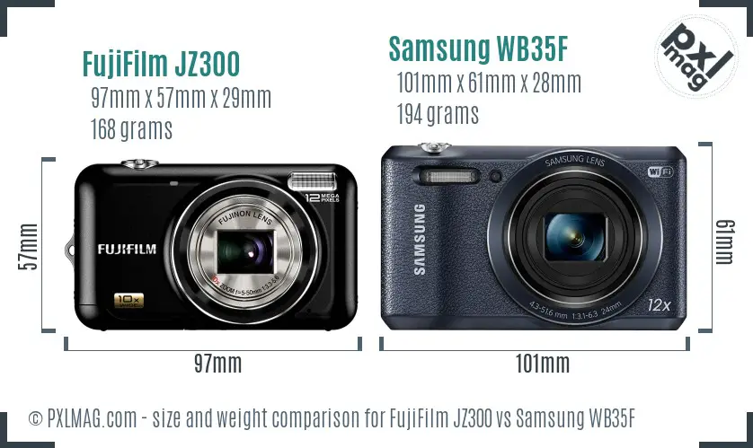 FujiFilm JZ300 vs Samsung WB35F size comparison