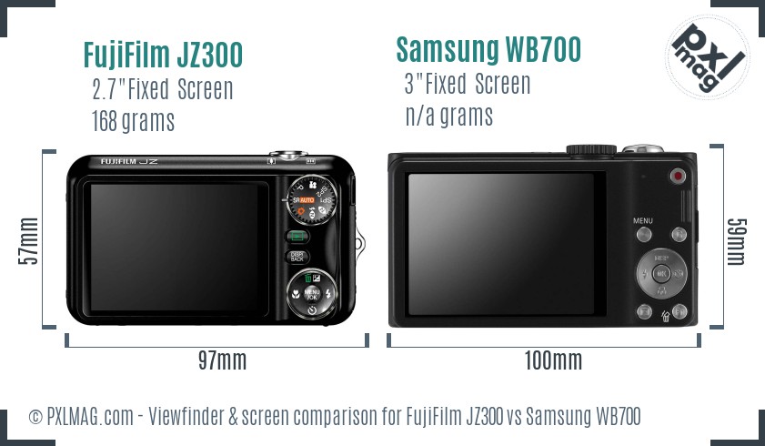 FujiFilm JZ300 vs Samsung WB700 Screen and Viewfinder comparison