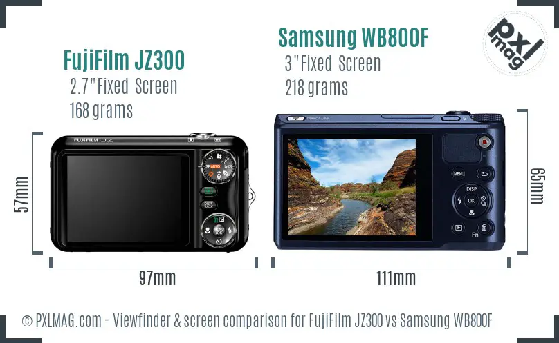 FujiFilm JZ300 vs Samsung WB800F Screen and Viewfinder comparison FujiFilm JZ300 vs Samsung WB800F Screen and Viewfinder comparison