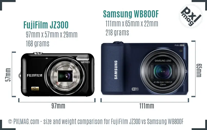 FujiFilm JZ300 vs Samsung WB800F size comparison FujiFilm JZ300 vs Samsung WB800F size comparison