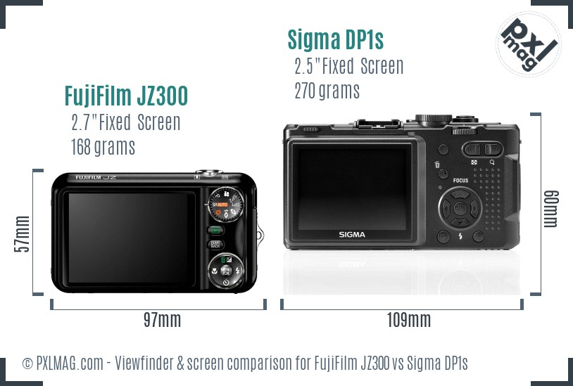 FujiFilm JZ300 vs Sigma DP1s Screen and Viewfinder comparison