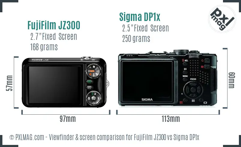 FujiFilm JZ300 vs Sigma DP1x Screen and Viewfinder comparison