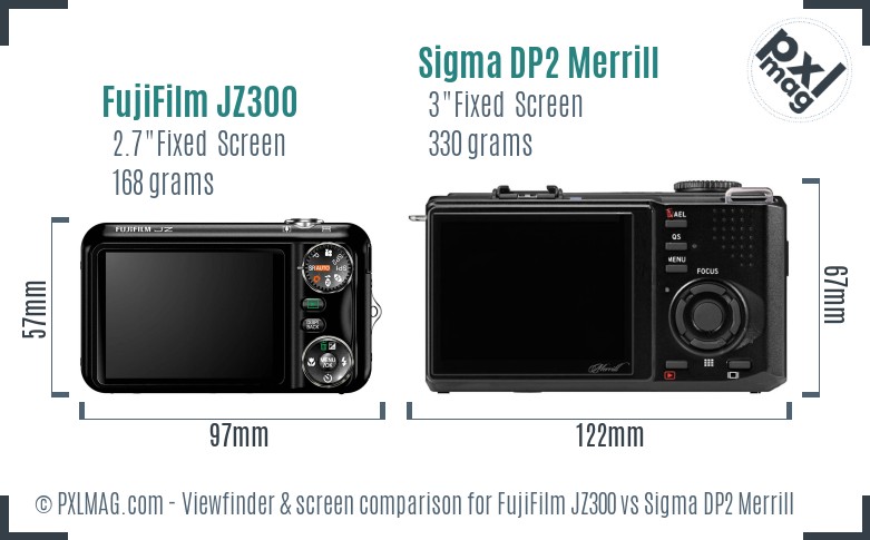 FujiFilm JZ300 vs Sigma DP2 Merrill Screen and Viewfinder comparison