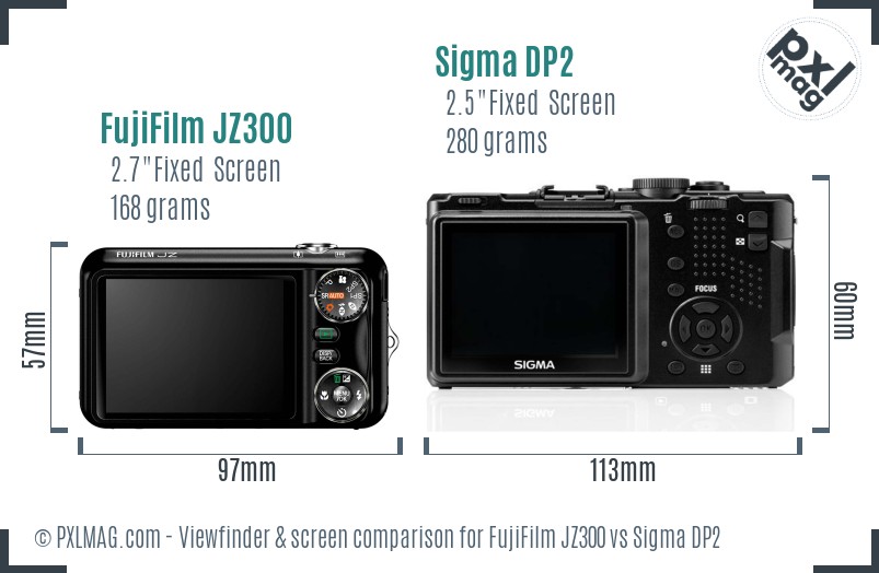 FujiFilm JZ300 vs Sigma DP2 Screen and Viewfinder comparison
