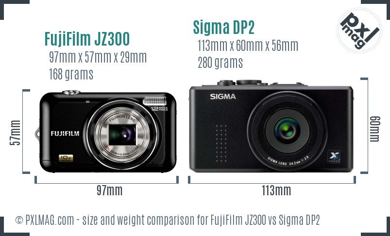 FujiFilm JZ300 vs Sigma DP2 size comparison FujiFilm JZ300 vs Sigma DP2 size comparison