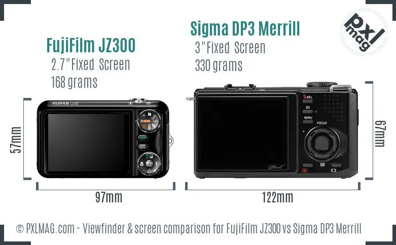 FujiFilm JZ300 vs Sigma DP3 Merrill Screen and Viewfinder comparison FujiFilm JZ300 vs Sigma DP3 Merrill Screen and Viewfinder comparison
