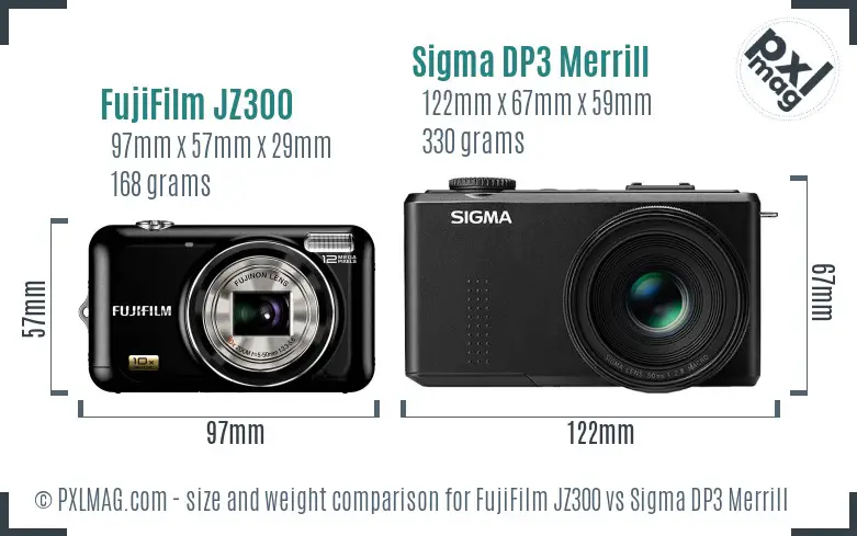 FujiFilm JZ300 vs Sigma DP3 Merrill size comparison FujiFilm JZ300 vs Sigma DP3 Merrill size comparison