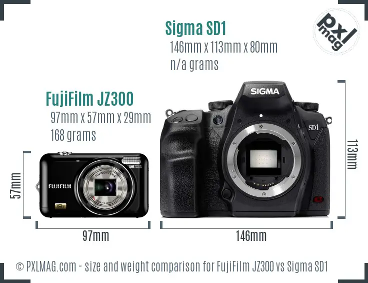FujiFilm JZ300 vs Sigma SD1 size comparison