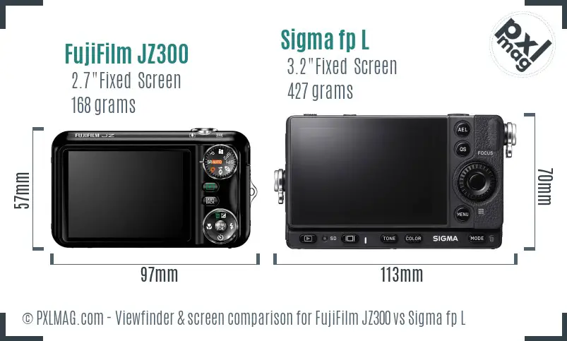 FujiFilm JZ300 vs Sigma fp L Screen and Viewfinder comparison FujiFilm JZ300 vs Sigma fp L Screen and Viewfinder comparison