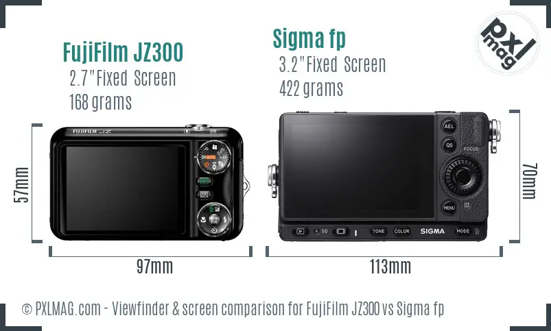 FujiFilm JZ300 vs Sigma fp Screen and Viewfinder comparison FujiFilm JZ300 vs Sigma fp Screen and Viewfinder comparison