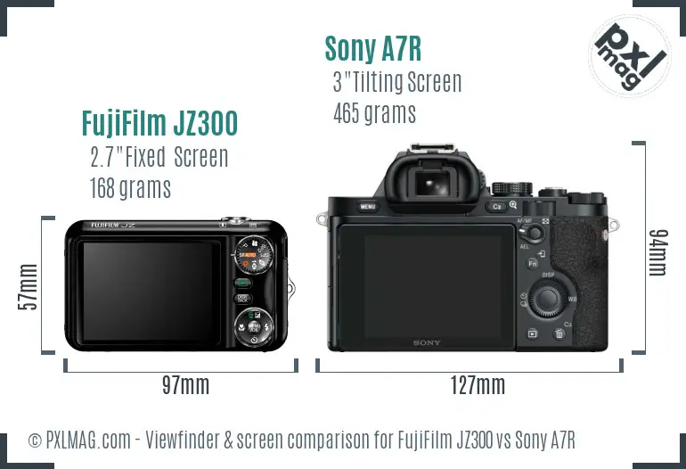 FujiFilm JZ300 vs Sony A7R Screen and Viewfinder comparison FujiFilm JZ300 vs Sony A7R Screen and Viewfinder comparison