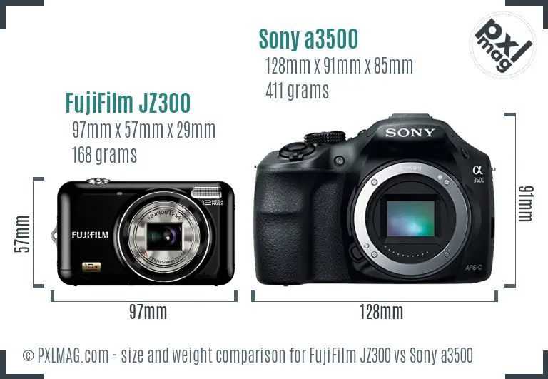 FujiFilm JZ300 vs Sony a3500 size comparison FujiFilm JZ300 vs Sony a3500 size comparison