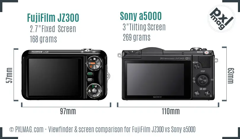 FujiFilm JZ300 vs Sony a5000 Screen and Viewfinder comparison