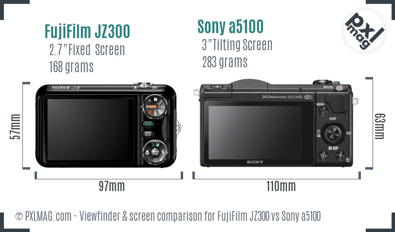 FujiFilm JZ300 vs Sony a5100 Screen and Viewfinder comparison