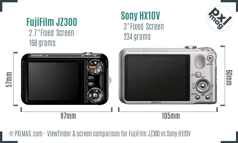 FujiFilm JZ300 vs Sony HX10V Screen and Viewfinder comparison FujiFilm JZ300 vs Sony HX10V Screen and Viewfinder comparison