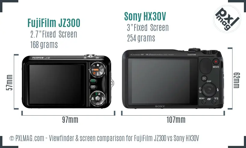 FujiFilm JZ300 vs Sony HX30V Screen and Viewfinder comparison FujiFilm JZ300 vs Sony HX30V Screen and Viewfinder comparison