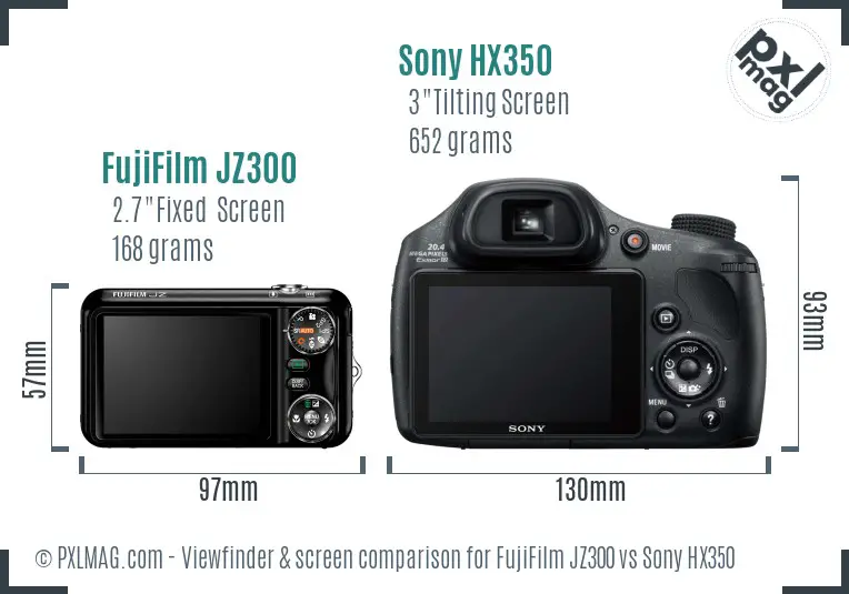 FujiFilm JZ300 vs Sony HX350 Screen and Viewfinder comparison