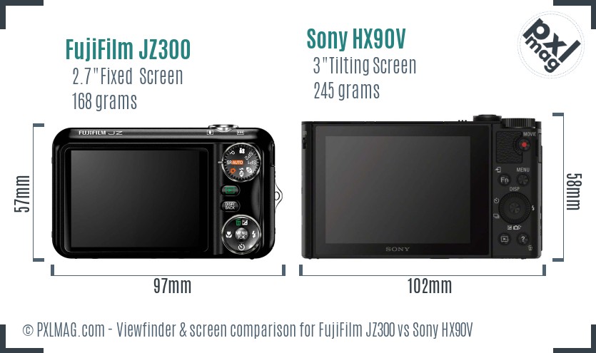 FujiFilm JZ300 vs Sony HX90V Screen and Viewfinder comparison