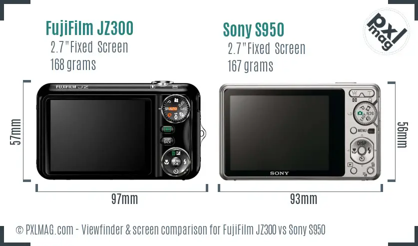 FujiFilm JZ300 vs Sony S950 Screen and Viewfinder comparison