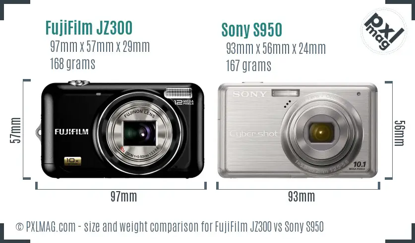 FujiFilm JZ300 vs Sony S950 size comparison