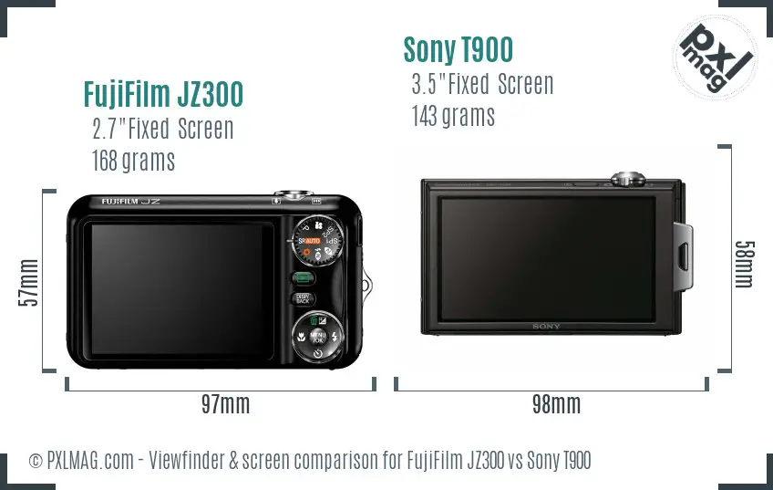FujiFilm JZ300 vs Sony T900 Screen and Viewfinder comparison FujiFilm JZ300 vs Sony T900 Screen and Viewfinder comparison