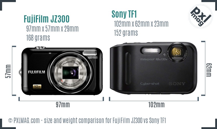 FujiFilm JZ300 vs Sony TF1 size comparison