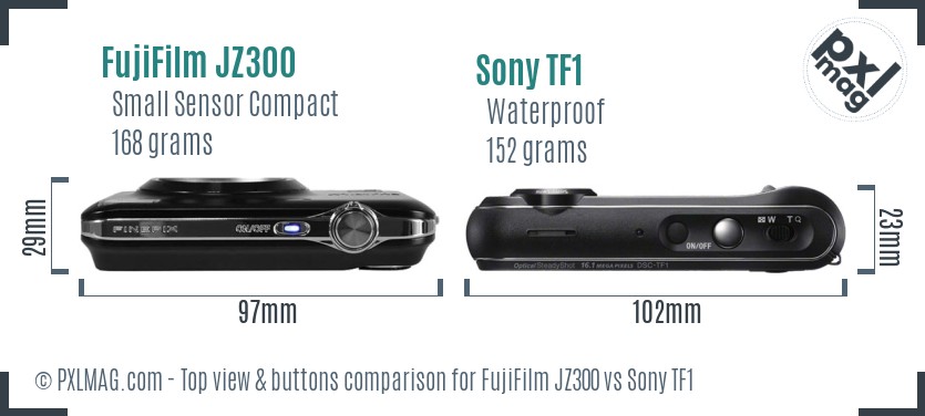 FujiFilm JZ300 vs Sony TF1 top view buttons comparison