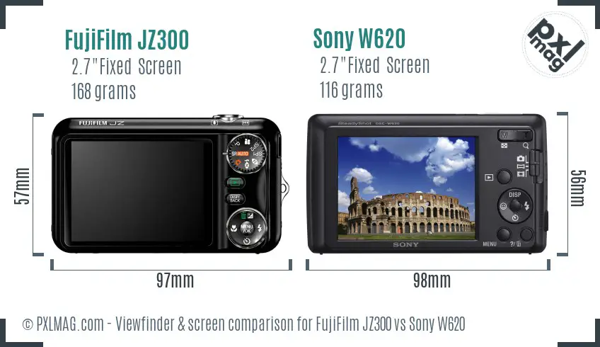 FujiFilm JZ300 vs Sony W620 Screen and Viewfinder comparison FujiFilm JZ300 vs Sony W620 Screen and Viewfinder comparison