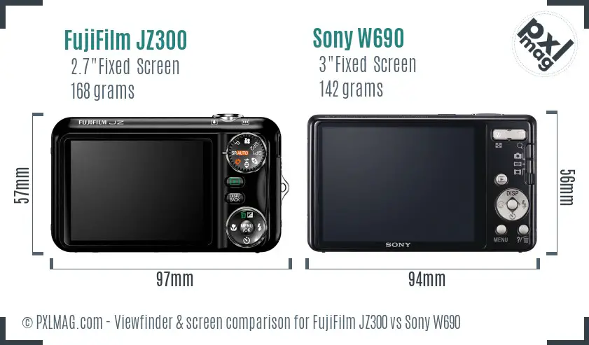 FujiFilm JZ300 vs Sony W690 Screen and Viewfinder comparison FujiFilm JZ300 vs Sony W690 Screen and Viewfinder comparison