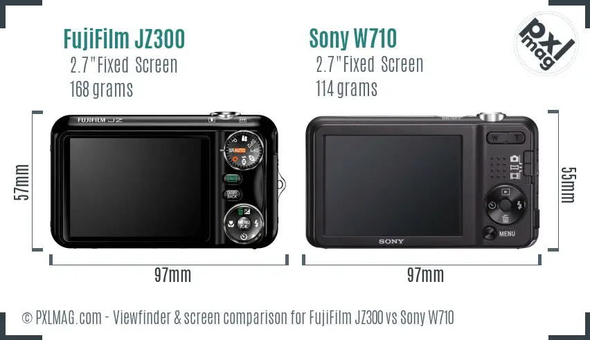 FujiFilm JZ300 vs Sony W710 Screen and Viewfinder comparison