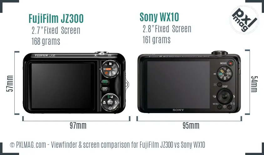 FujiFilm JZ300 vs Sony WX10 Screen and Viewfinder comparison FujiFilm JZ300 vs Sony WX10 Screen and Viewfinder comparison