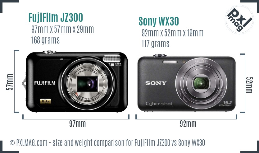 FujiFilm JZ300 vs Sony WX30 size comparison