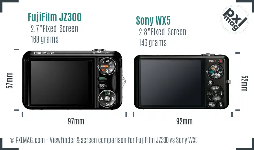 FujiFilm JZ300 vs Sony WX5 Screen and Viewfinder comparison FujiFilm JZ300 vs Sony WX5 Screen and Viewfinder comparison