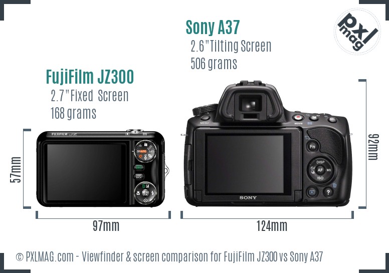 FujiFilm JZ300 vs Sony A37 Screen and Viewfinder comparison