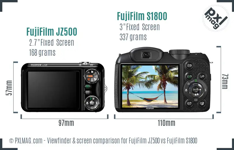 FujiFilm JZ500 vs FujiFilm S1800 Screen and Viewfinder comparison