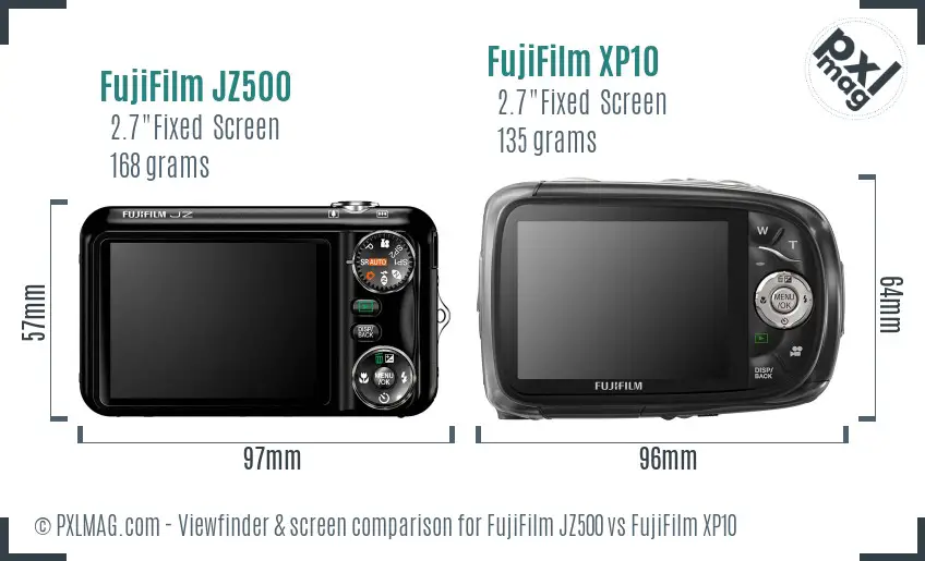 FujiFilm JZ500 vs FujiFilm XP10 Screen and Viewfinder comparison FujiFilm JZ500 vs FujiFilm XP10 Screen and Viewfinder comparison