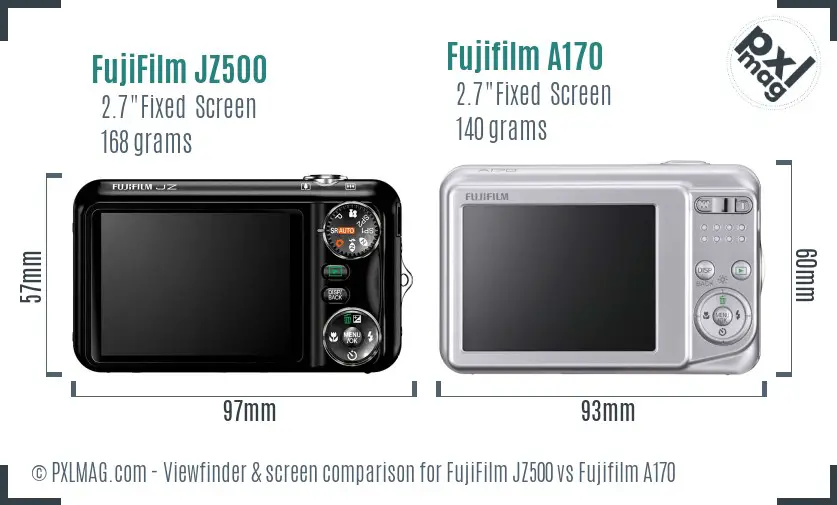 FujiFilm JZ500 vs Fujifilm A170 Screen and Viewfinder comparison
