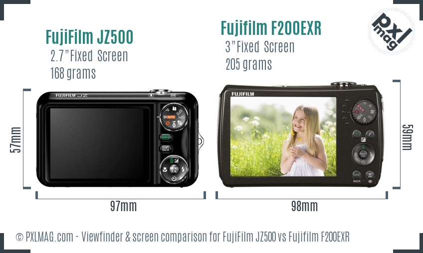 FujiFilm JZ500 vs Fujifilm F200EXR Screen and Viewfinder comparison