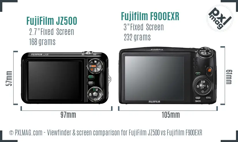 FujiFilm JZ500 vs Fujifilm F900EXR Screen and Viewfinder comparison