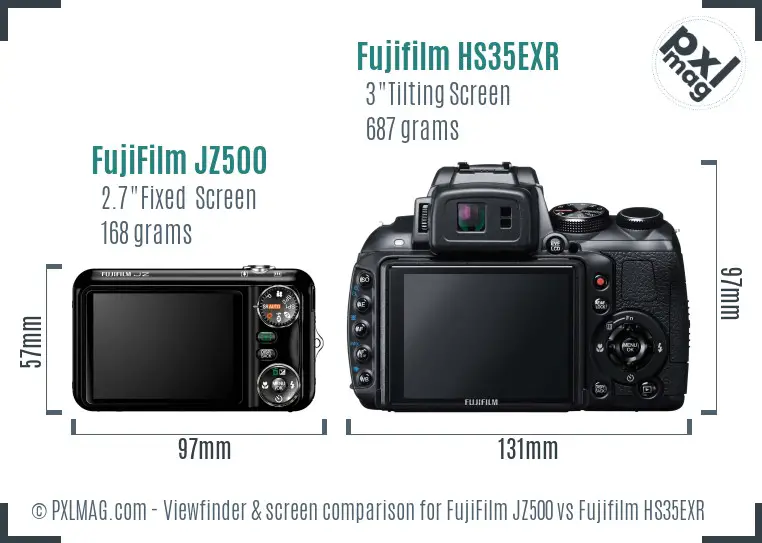 FujiFilm JZ500 vs Fujifilm HS35EXR Screen and Viewfinder comparison FujiFilm JZ500 vs Fujifilm HS35EXR Screen and Viewfinder comparison