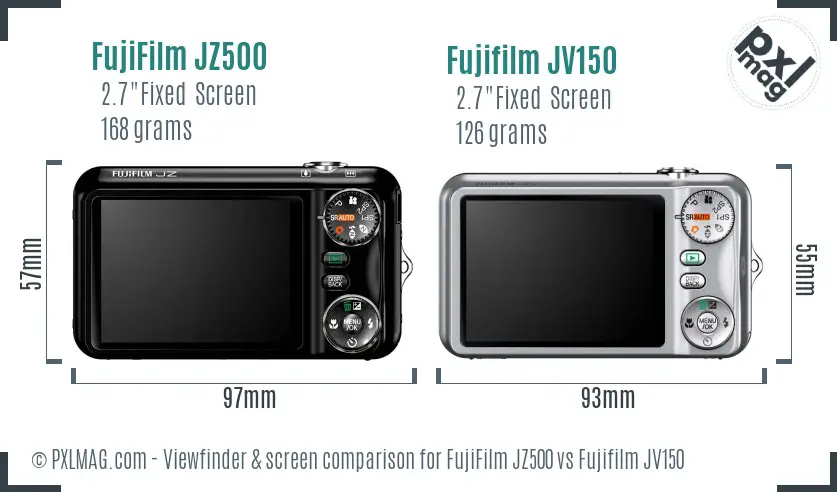 FujiFilm JZ500 vs Fujifilm JV150 Screen and Viewfinder comparison