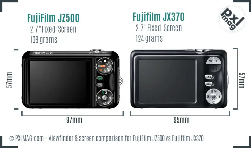 FujiFilm JZ500 vs Fujifilm JX370 Screen and Viewfinder comparison