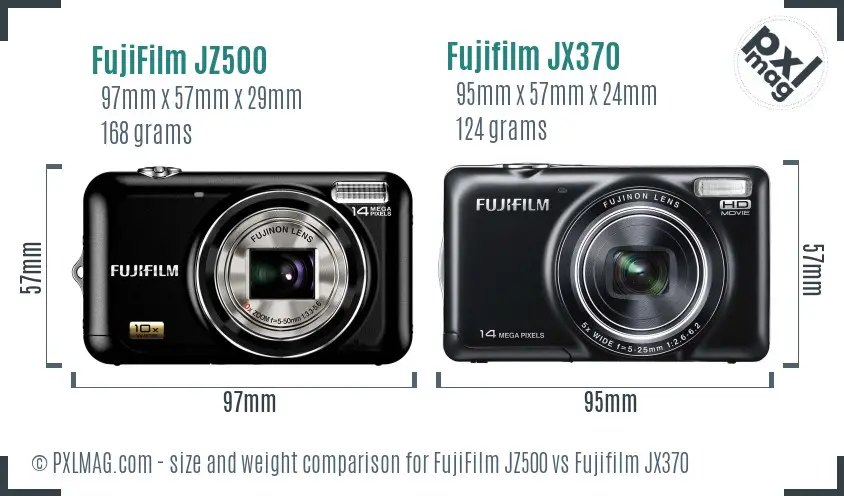 FujiFilm JZ500 vs Fujifilm JX370 size comparison