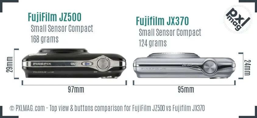 FujiFilm JZ500 vs Fujifilm JX370 top view buttons comparison
