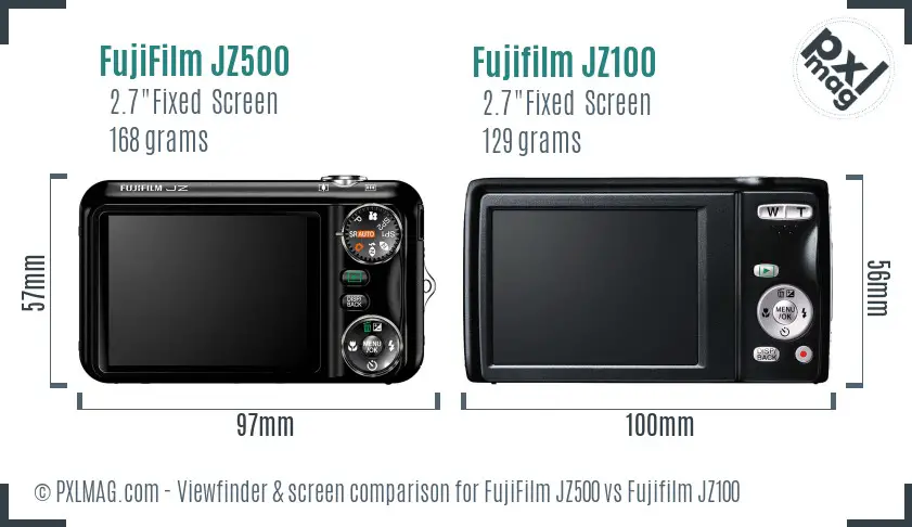 FujiFilm JZ500 vs Fujifilm JZ100 Screen and Viewfinder comparison