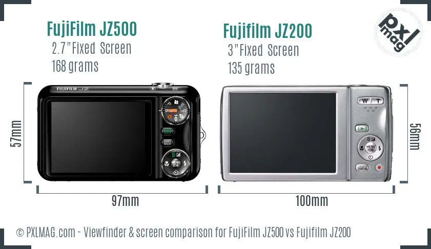 FujiFilm JZ500 vs Fujifilm JZ200 Screen and Viewfinder comparison