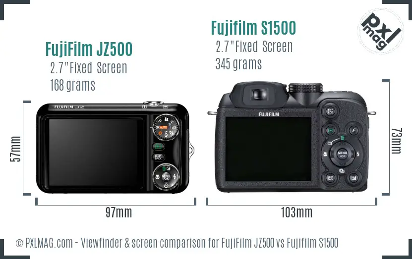 FujiFilm JZ500 vs Fujifilm S1500 Screen and Viewfinder comparison