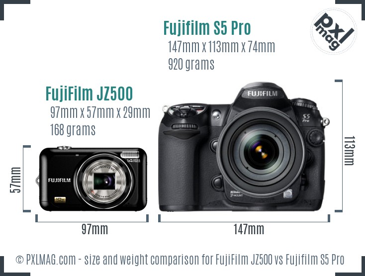 FujiFilm JZ500 vs Fujifilm S5 Pro size comparison FujiFilm JZ500 vs Fujifilm S5 Pro size comparison