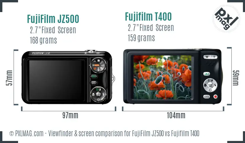 FujiFilm JZ500 vs Fujifilm T400 Screen and Viewfinder comparison