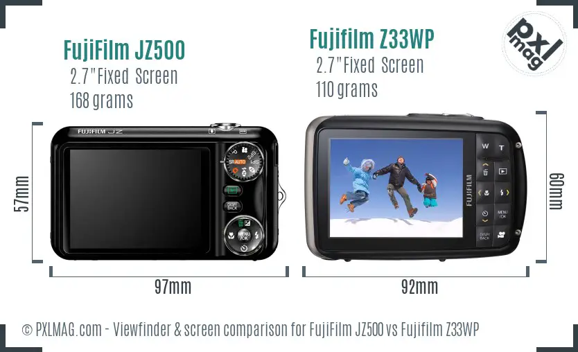 FujiFilm JZ500 vs Fujifilm Z33WP Screen and Viewfinder comparison